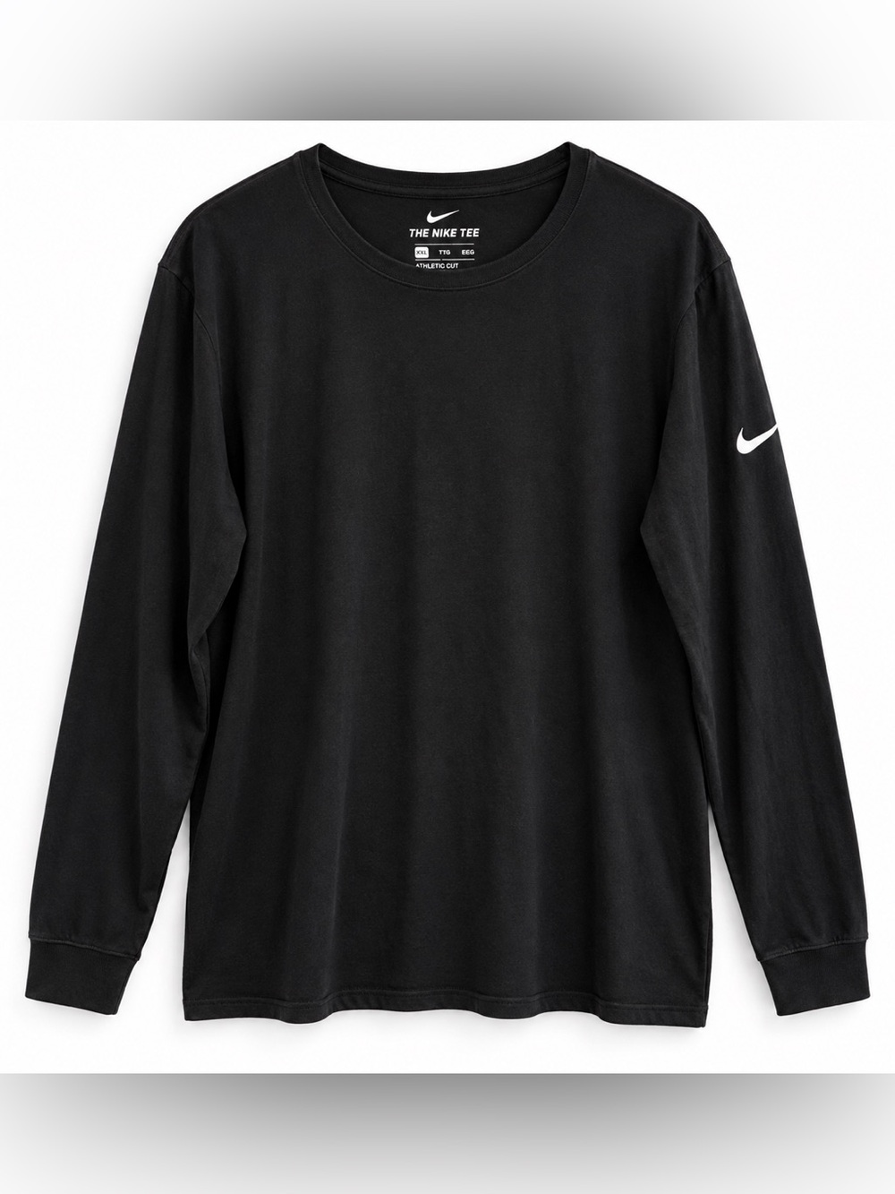 Nike The Nike Tee Black Long Sleeve Shirt 2XL XXL Swoosh Athletic Cotton